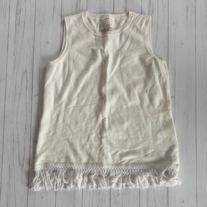 Sail to Sable Cream Knit Crewneck Tank with Gold Logo